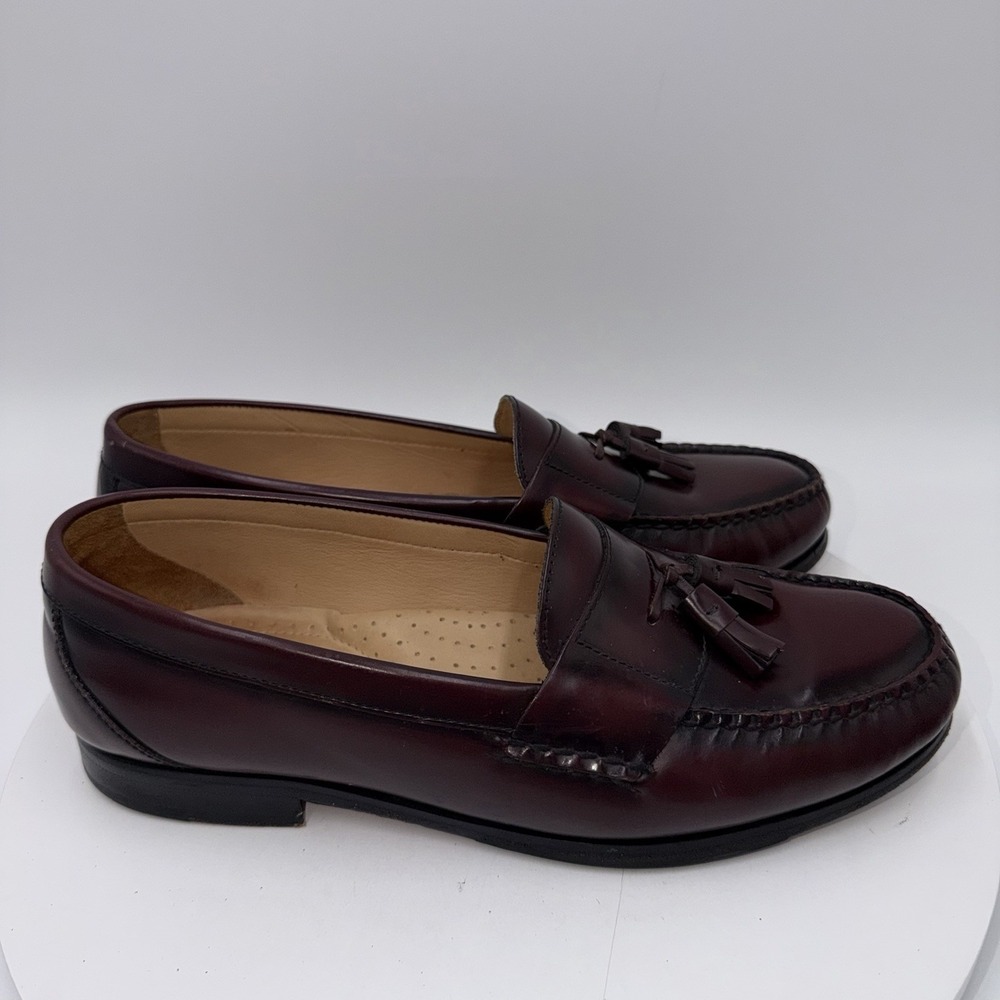 VIntage Nelson Bass Burgundy Tassel Loafers Leather size 9 Wide - Picture 2 of 8